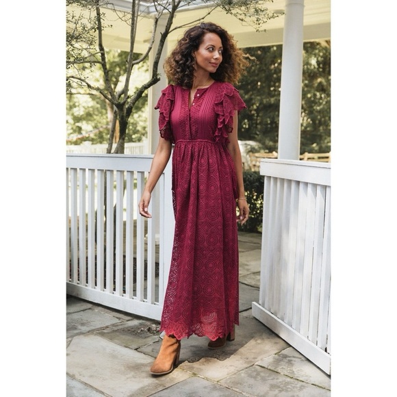 BAYBALA Lindsey Maxi Dress Cranberry Cotton cinched or Relaxed Waist Size M - Picture 1 of 7